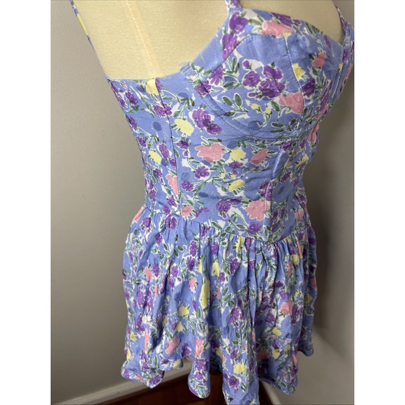 For Love & Lemons Charlene Mini Dress Blue Floral Size S - Picture 7 of 11